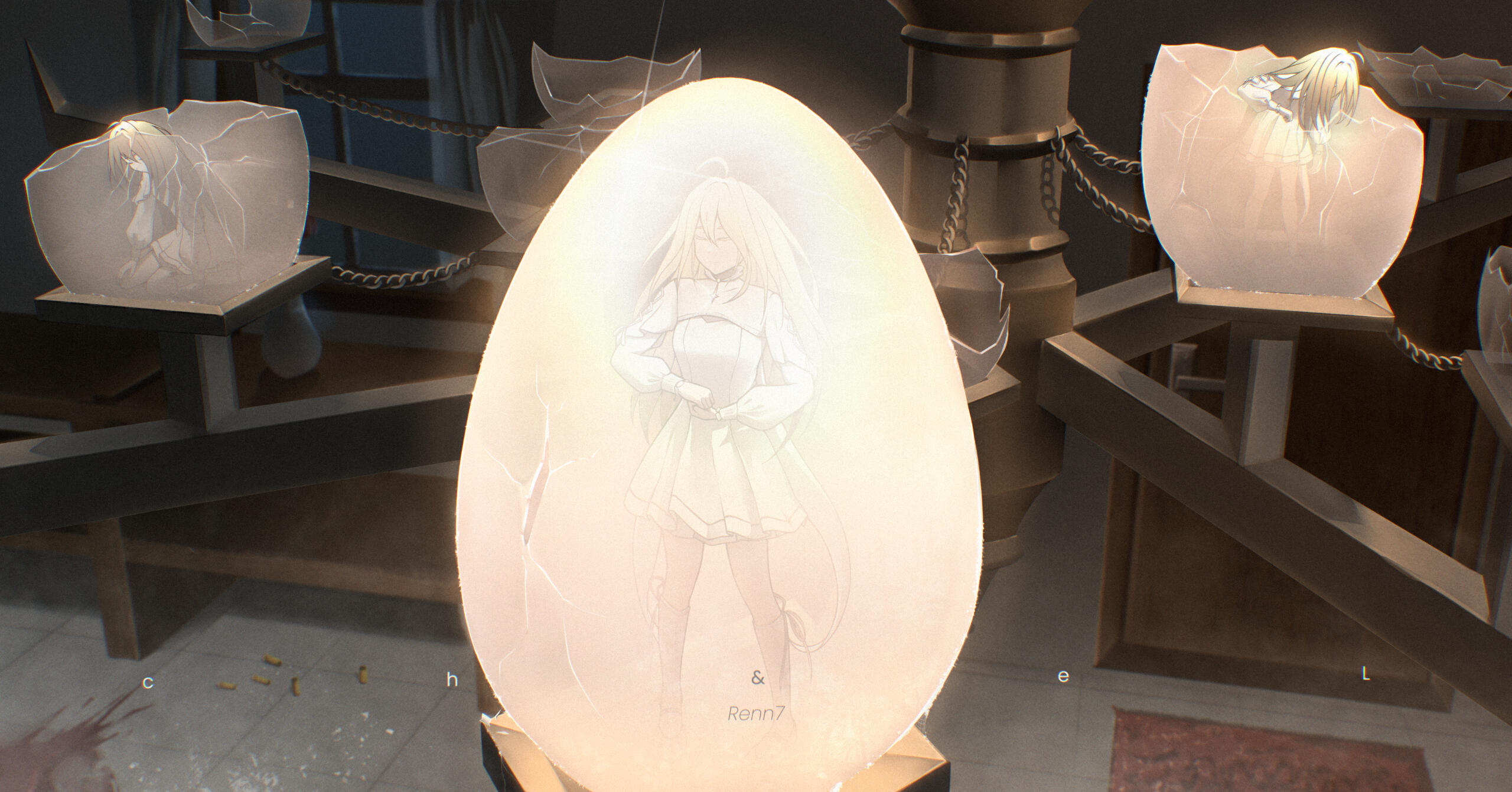 a barely broken chandelier